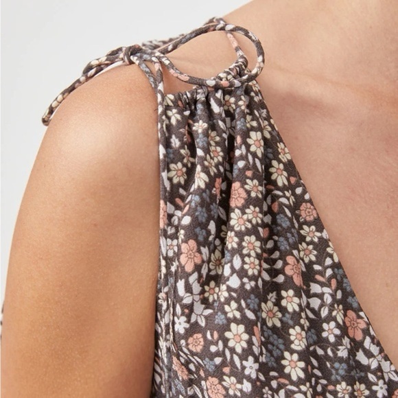 Rails Janelle Floral VNeck Tiered Mini Dress Womens Medium GrayMulti Relaxed Fit - Picture 3 of 14